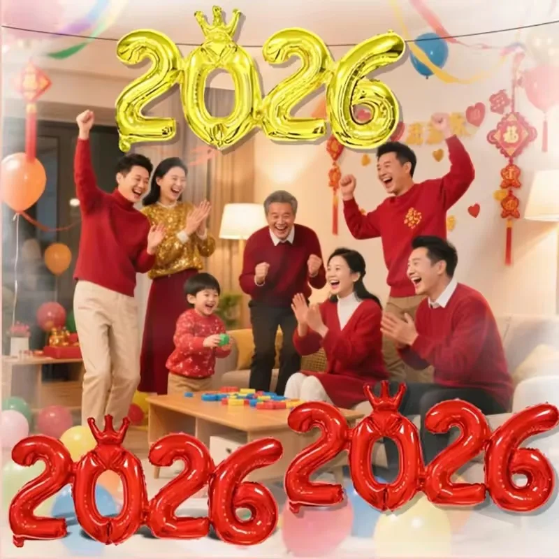

Party Supplies 2026: Crown Number Foil Balloons - Happy New Year Eve Decor & Christmas Navidad Photo Props