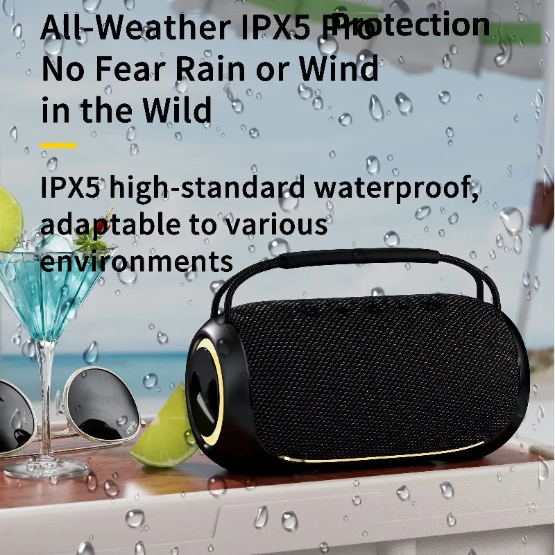 Portable Wireless for BT Speakers 40W Output with RGB LED Lighting Waterproof Outdoor Subwoofer for Home Use Version 5.3