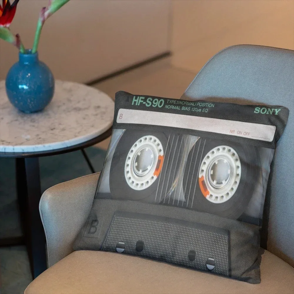 Home Decor Retro 90s Cassette Tape Pattern Pillow Covers Pattern Cushion Cover Suitable for Sofa Bedroom Car Pillow Cover