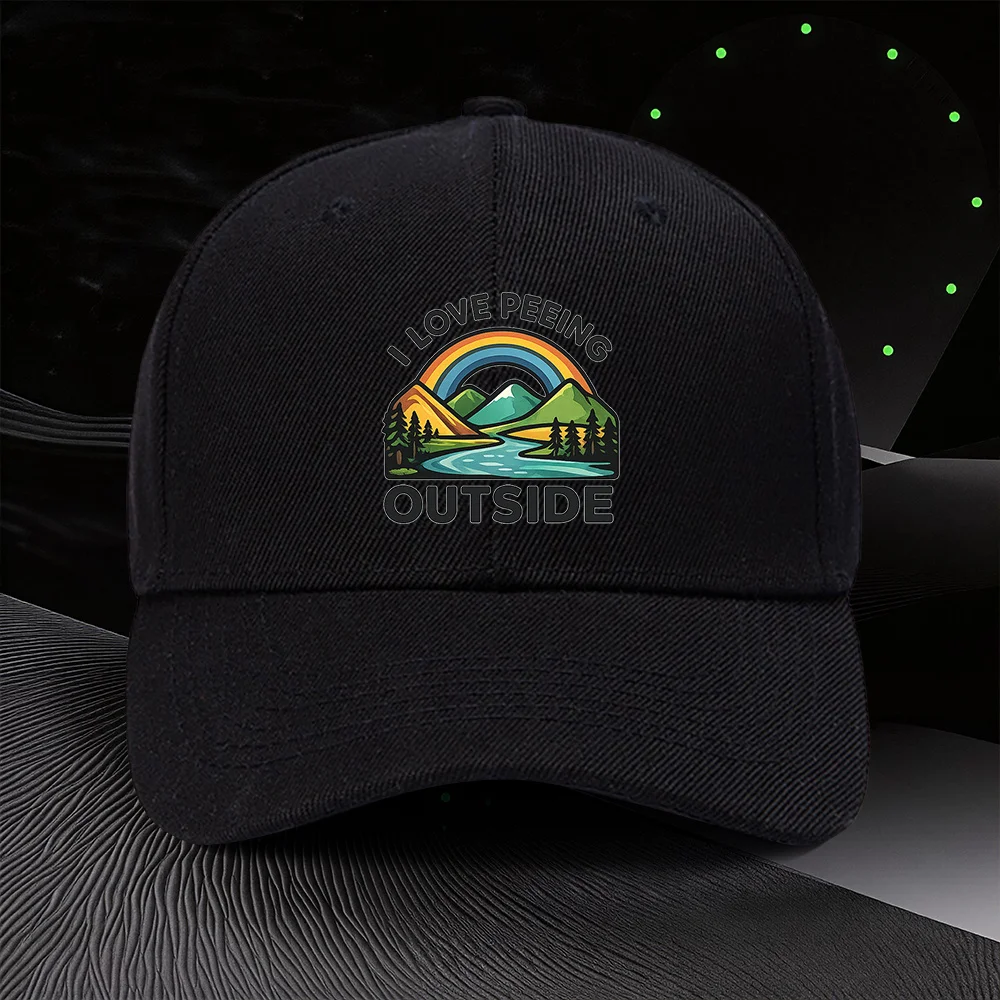 Casquette réglable imprimée « I LOVE PEERING OUTSIDE », style sportif unisexe pour l'extérieur, un cadeau idéal pour le camping, la randonnée et les activités de plein air.