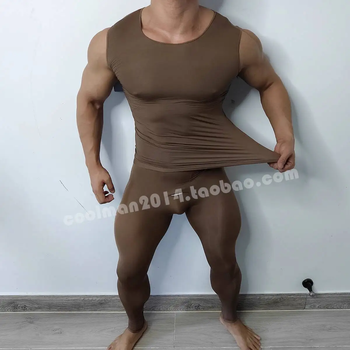 

Glossy Sports Men 2 Piece Sets Fitness Outfits Satin Top Leggings Plus Size T shirt Tracksuit