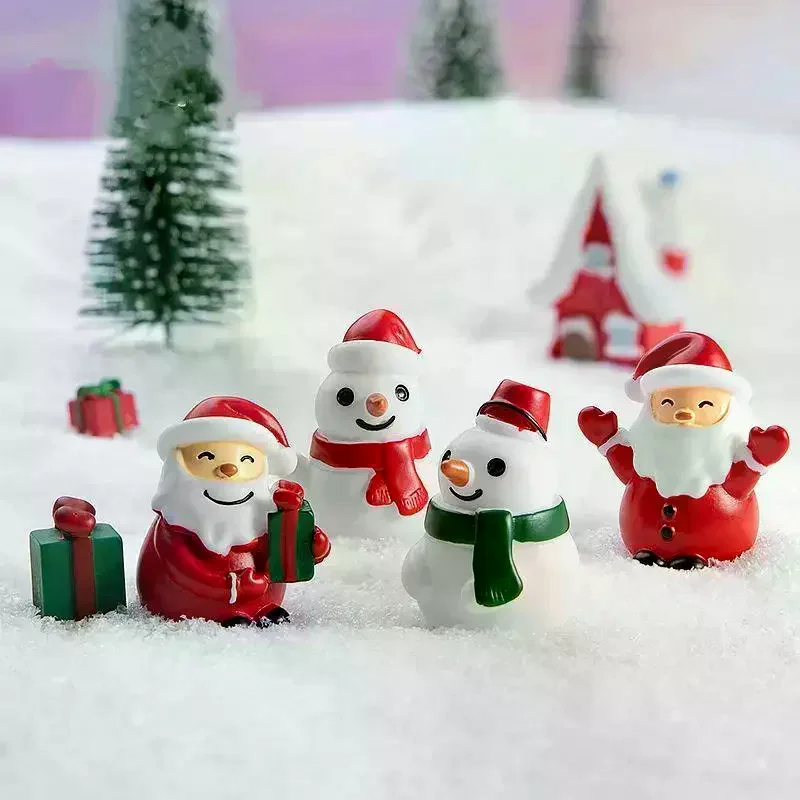 Santa Claus Snowman Green Gift Box Snow View: 1pc Micro Landscape Resin Crafts Christmas Gift