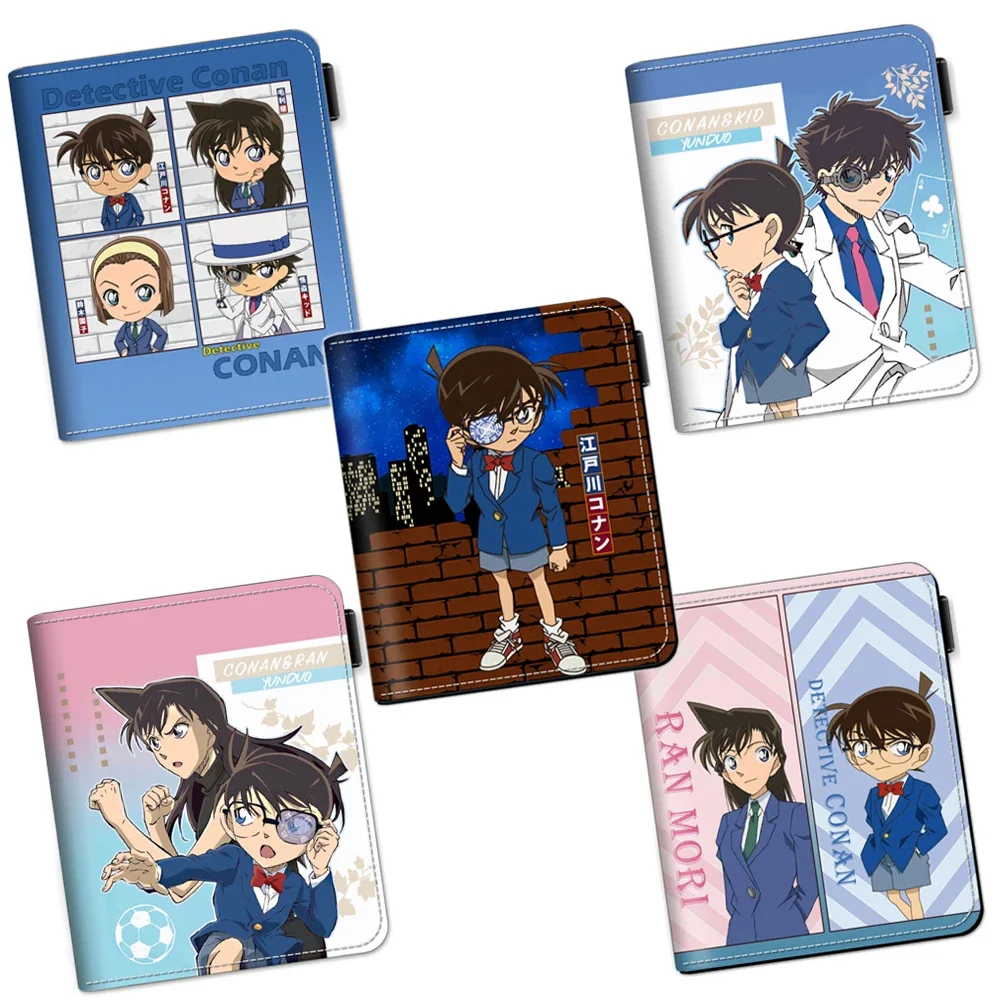 Anime Detective Conan Edogawa Jimmy Kudo Men Wallet Cartoon Short Purse with Coin Bag