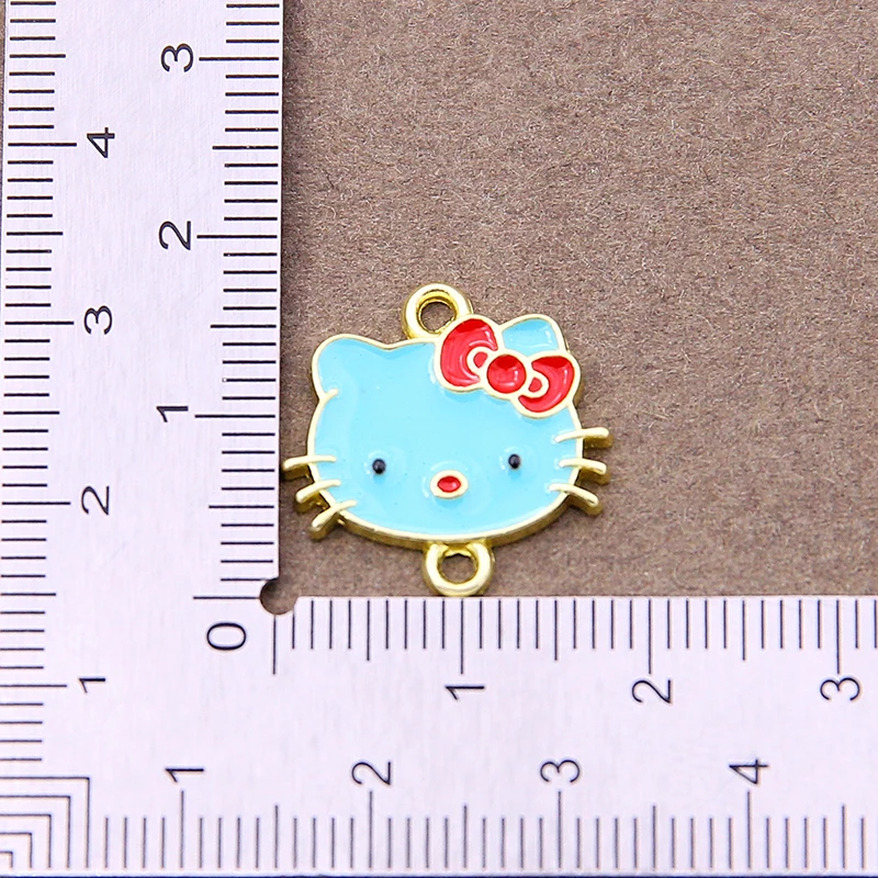 10pcs/lot Fashion  Enamel Color Cat Moon Sun Flower Connector Charms Pendant DIY Necklaces Earrings for Jewelry Making Accessori