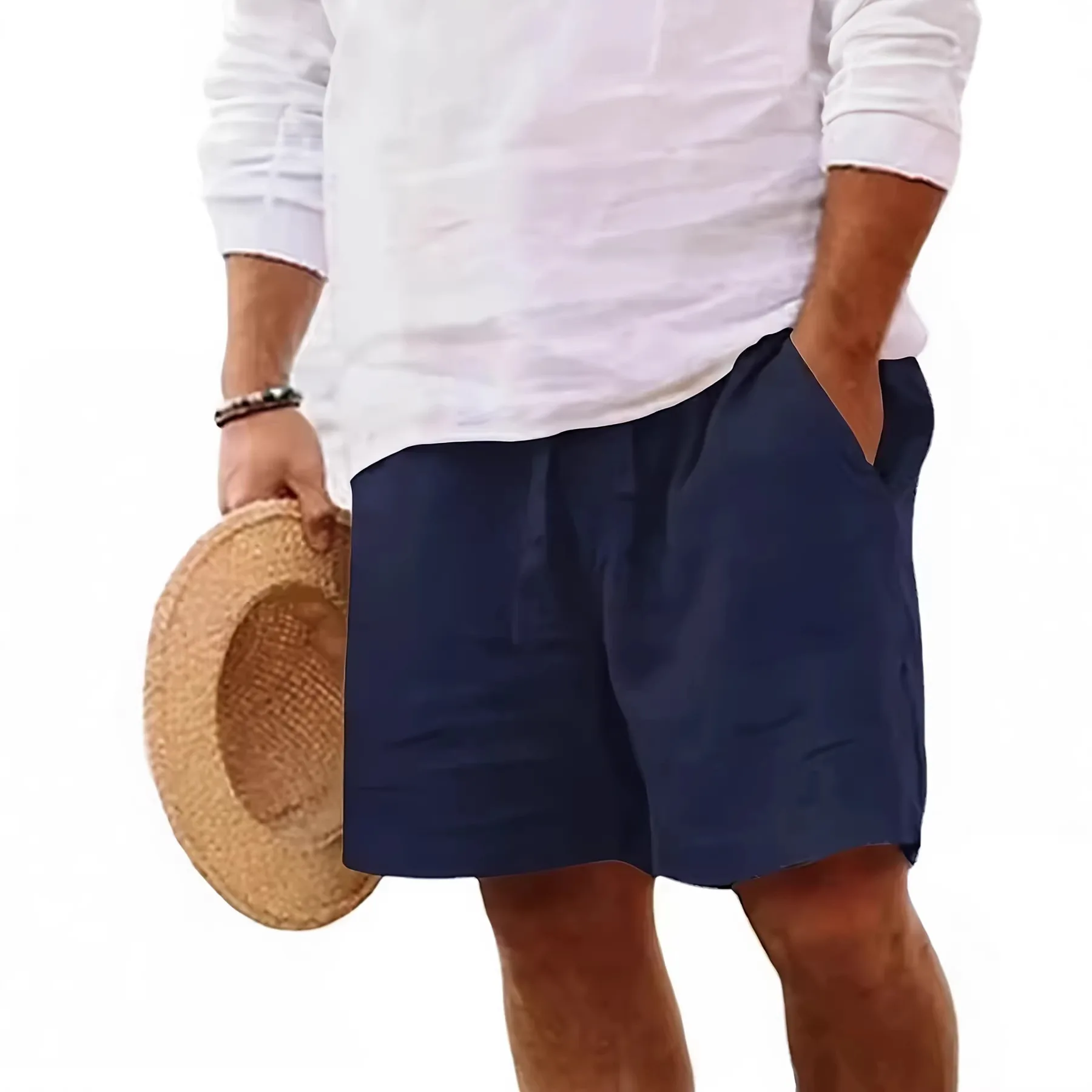 

Новые мужские пляжные шорты в гавайском стиле, однотонные, свободные, легкие, дышащие, летние, повседневные, быстросохнущие, для отпуска, для плавания