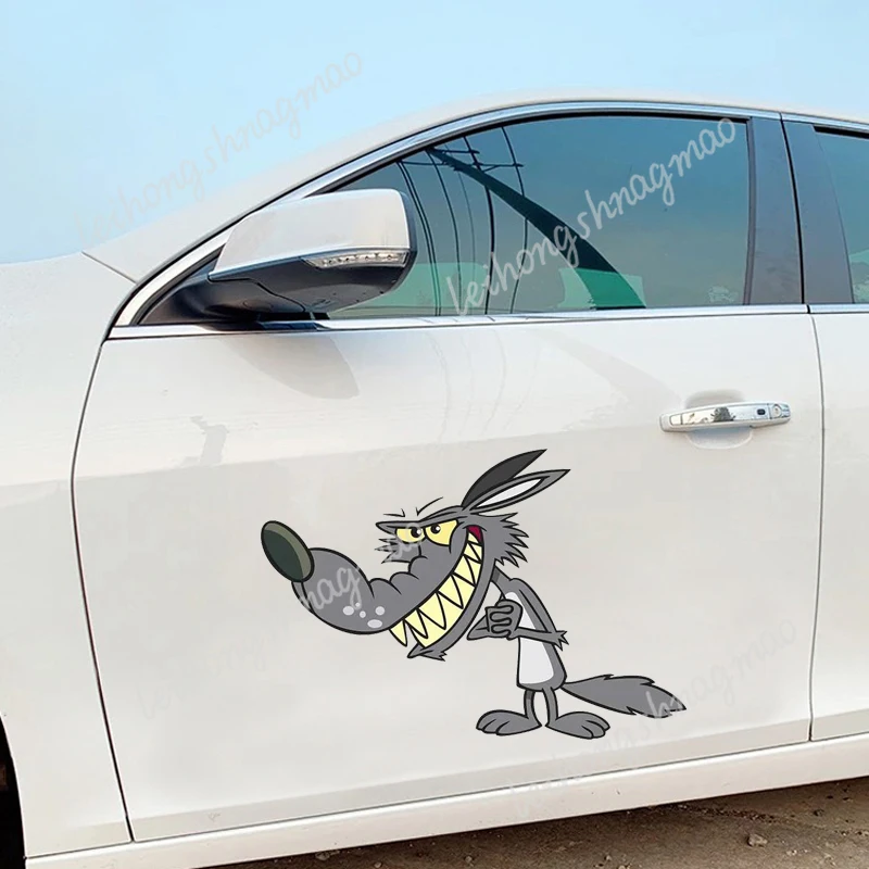 Whl #   مضحك كبير سيئة الذئب على شكل ملصقات السيارات الوفير ويندوز الزجاج الأمامي دفتر مقاوم للماء اكسسوارات السيارات ملصقات الفينيل