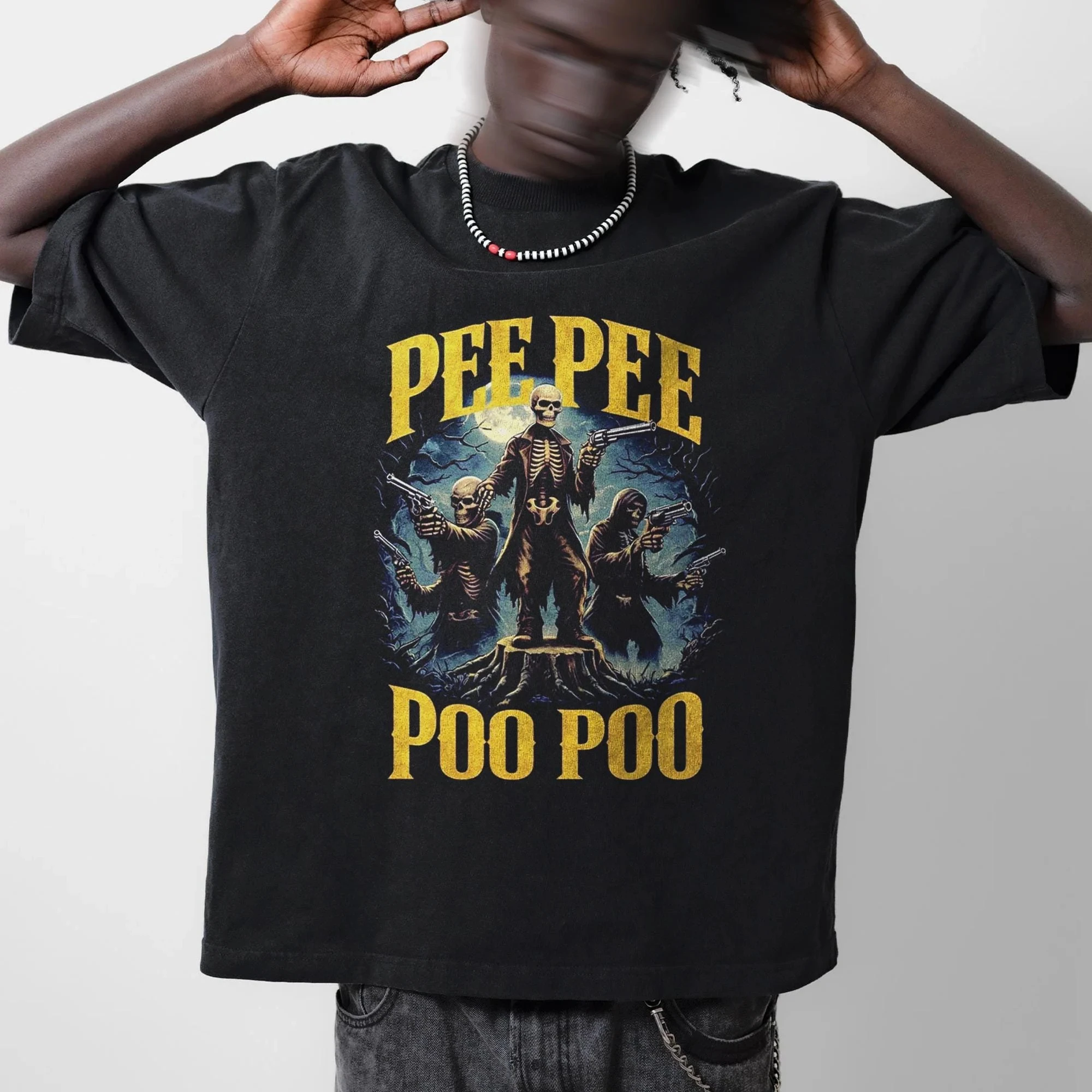 2026 New Cursed Meme Shirt Pee Pee Poo Poo T-Shirt Funny Skeleton Graphic Tee for Men Weirdcore Gen Z Top Spooky Sarcastic Gift