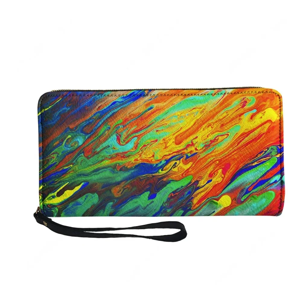 Custom Abstract Multicolor Custom Wallet Purse Mens Womens Teenagers Zipper Long Wallets Double Print  Portable Wallet Gift Bag