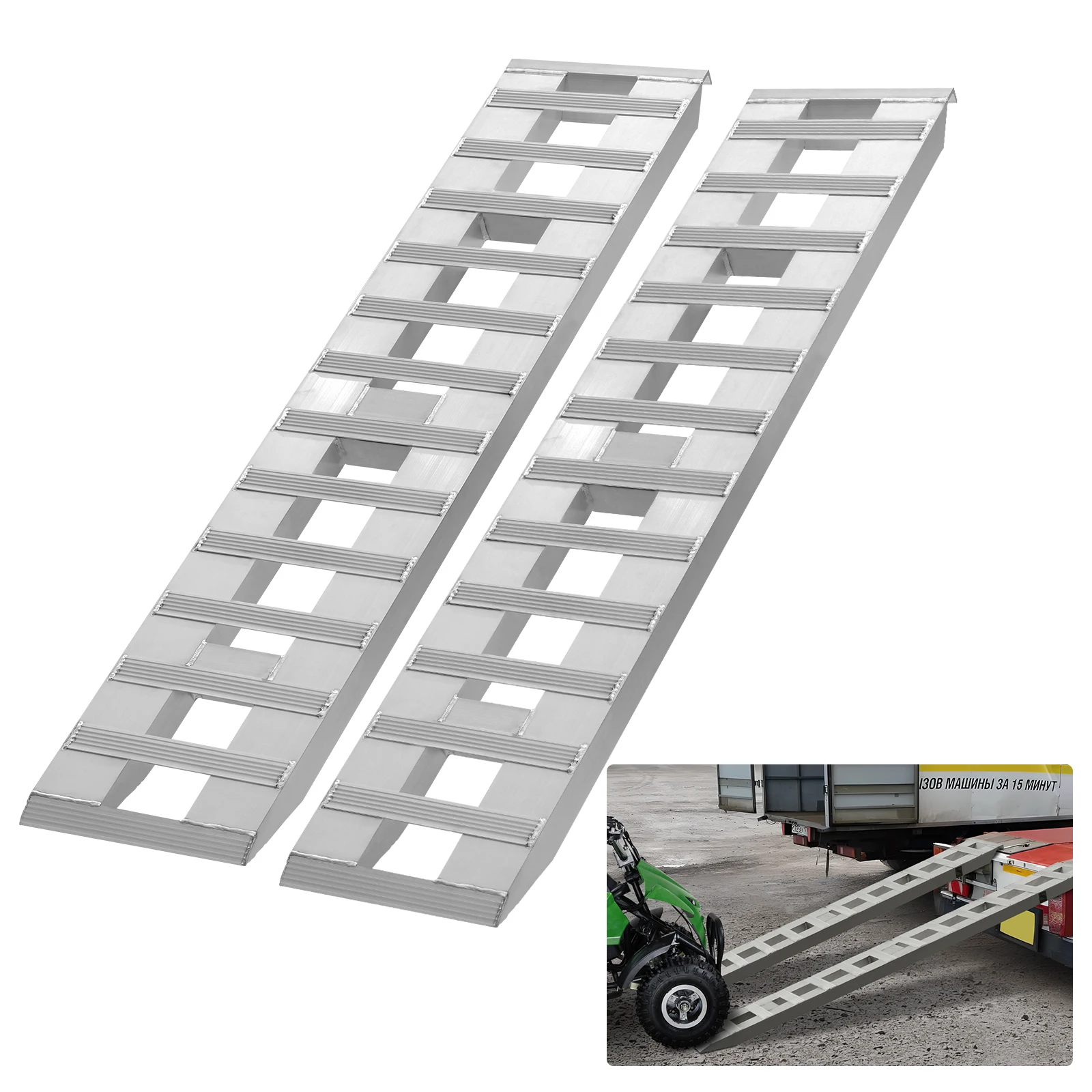 

SucceBuy Aluminum Ramps 6000 LBS Capacity Loading Ramps for Motorcycle/Dirt Bike/Trailer/ATV/UTV/Garden Tractor/Lawn Mower, 2PCS