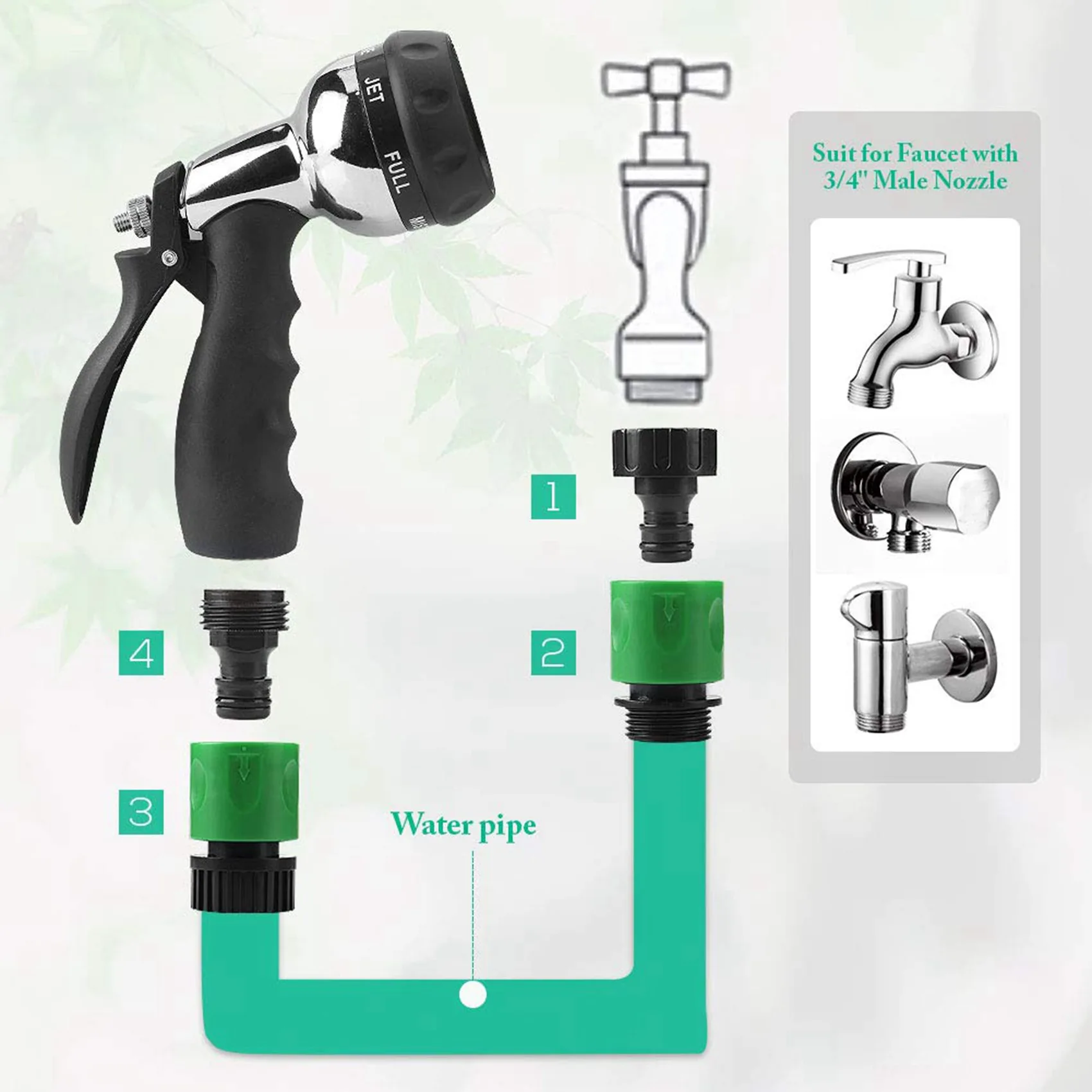 

AB33-Garden Quick Connect Release Water Hose Fittings Plastic Connectors, Male & Female 3/4 Inch GHT 30Pcs