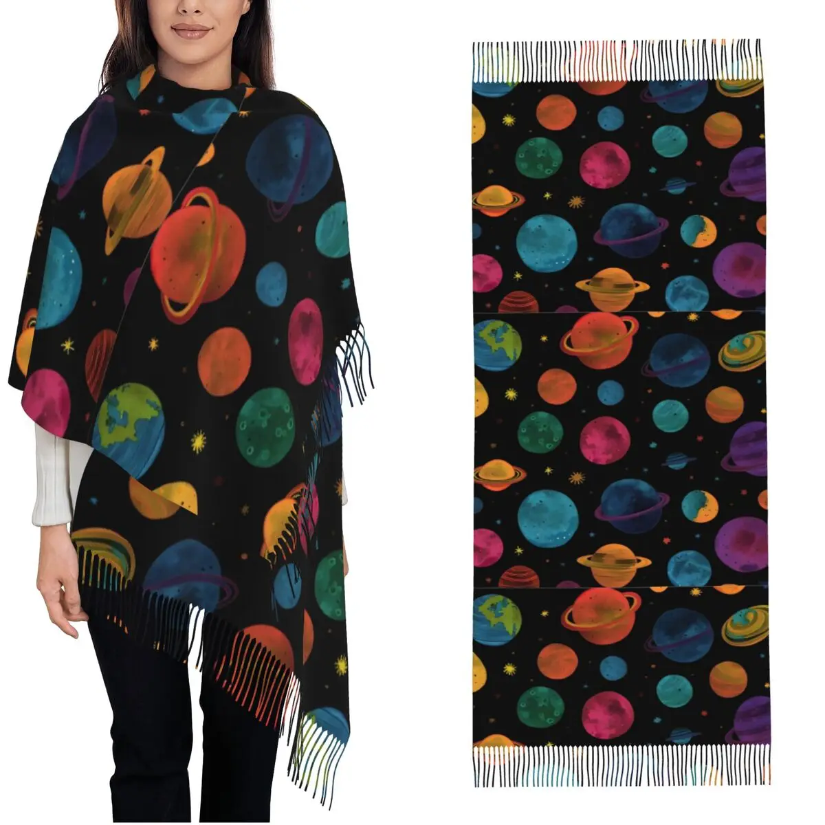 따뜻한 겨울 스카프 플래닛 숄 및 랩 신상 디자인 부판다 유니섹스 럭셔리 2024 대형 스카프