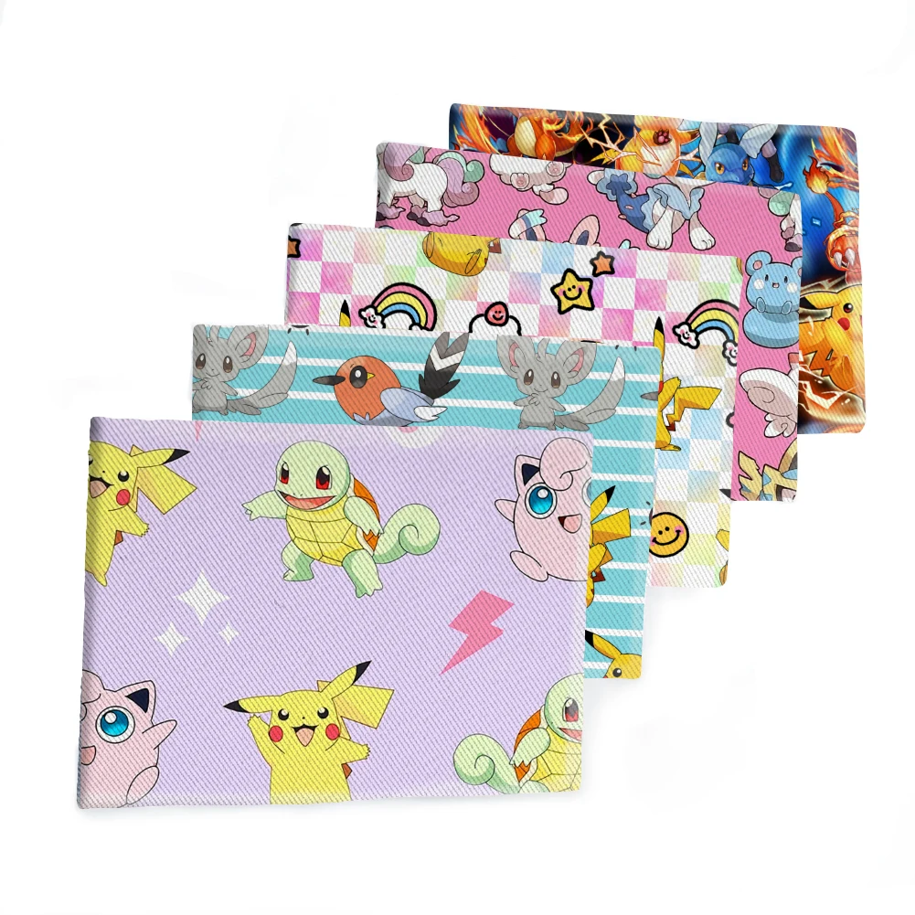 Pikachu Japan Cartoon Pokemon Pattern Printed Twill Fabric for Patchwork Quilting Fabrics