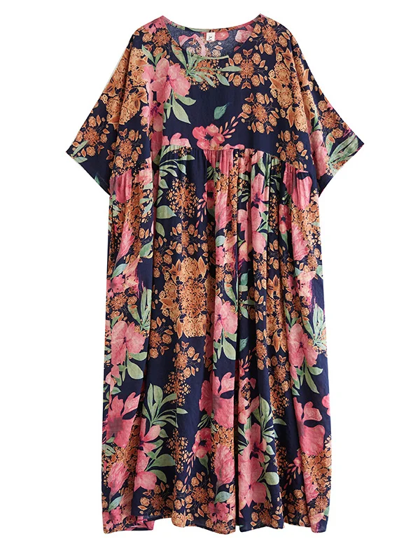 n Long Dr Sommer Neu Plus Size Ort Sve Round Ne Print Dr Robe Simple Faion Plus Size Damenbekleidung