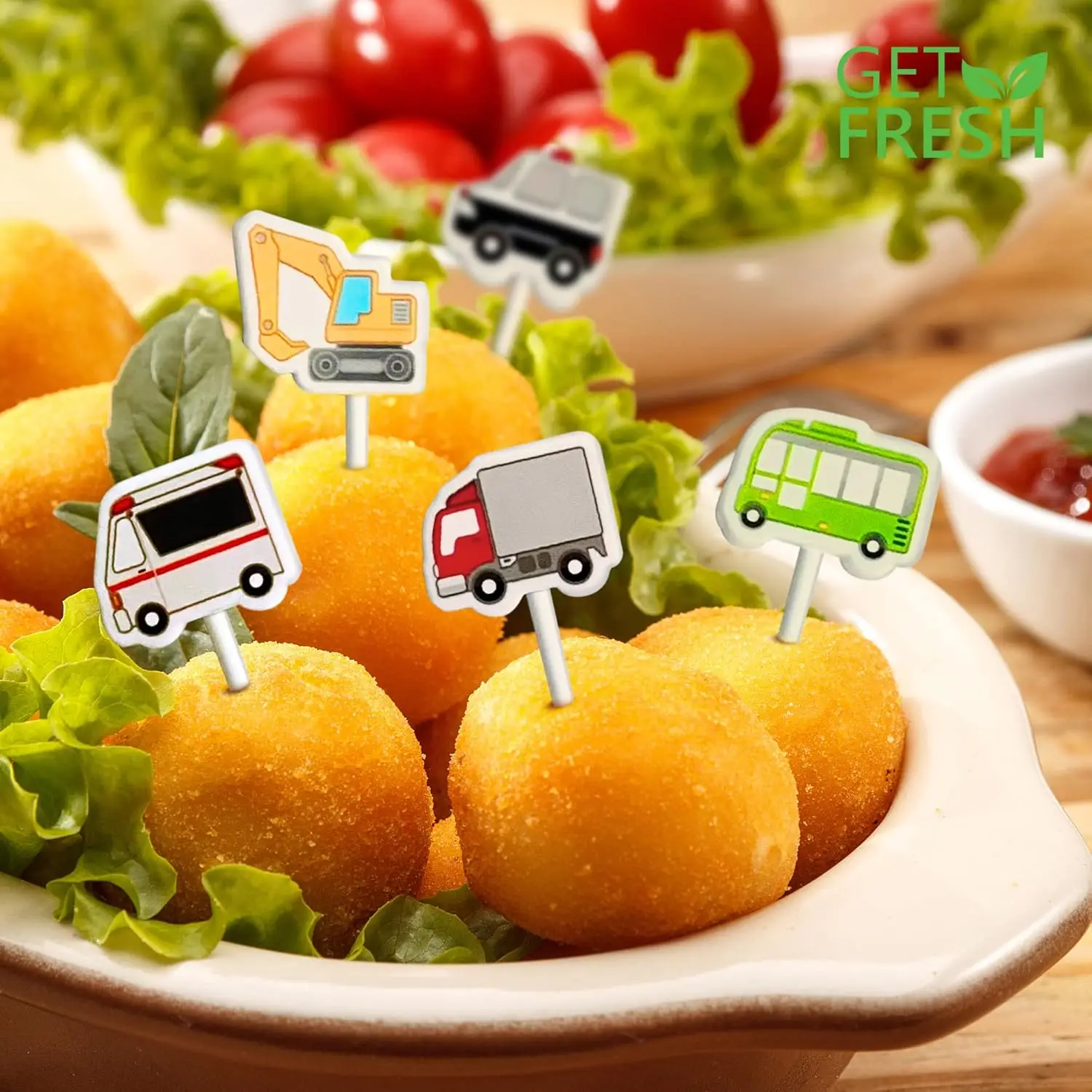 Mini-Obstgabeln, Zahnstocher-Set für Jungen, Kinder, Kinder, Tierfutter-Picks aus Kunststoff für Bento, Lunchbox, Dekorationszubehör – Detail 3