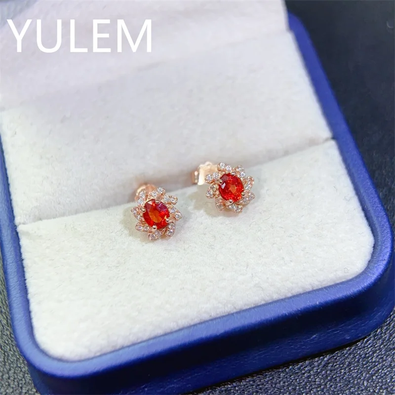 

Simple 925 Silver Ruby Earrings for Party 4x5mm Natural Ruby Silver Earrings Stering Silver 925