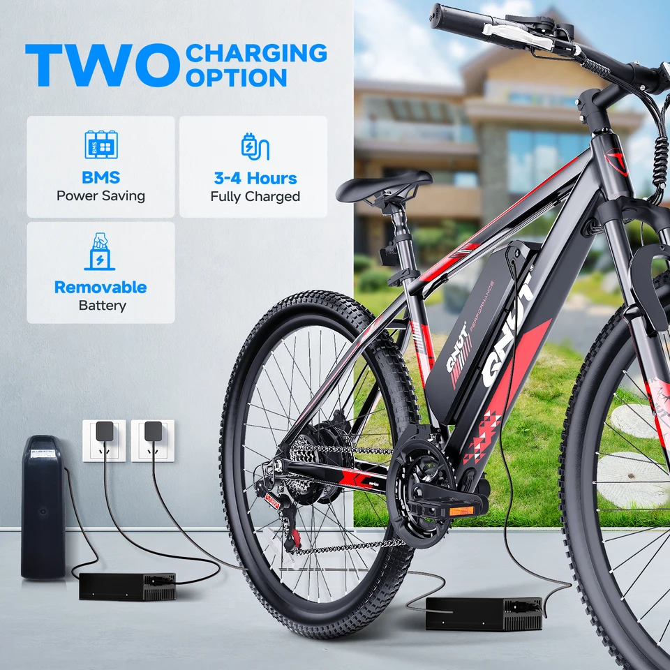 QNUT Victor Electric Bike Adults Electric Bicycle Peak 1000W 36V 7.8AH&10.4AH E Bike 26' Fat Tire Mountain Bike 20mph Electric Dirt Bike image 11