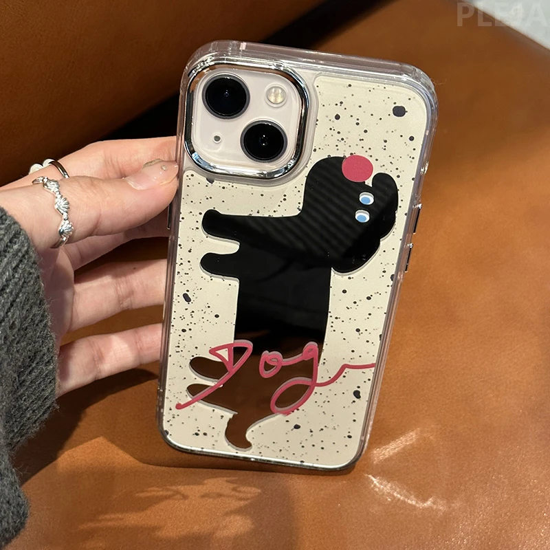 مرآة قضية الهاتف لابل آيفون ، مرآة جرو الكلب ، غطاء أنيق للنساء ، حالات لينة آيفون 15 ، 14 برو ماكس ، 13 ، 12 برو ماكس ، 11 #3
