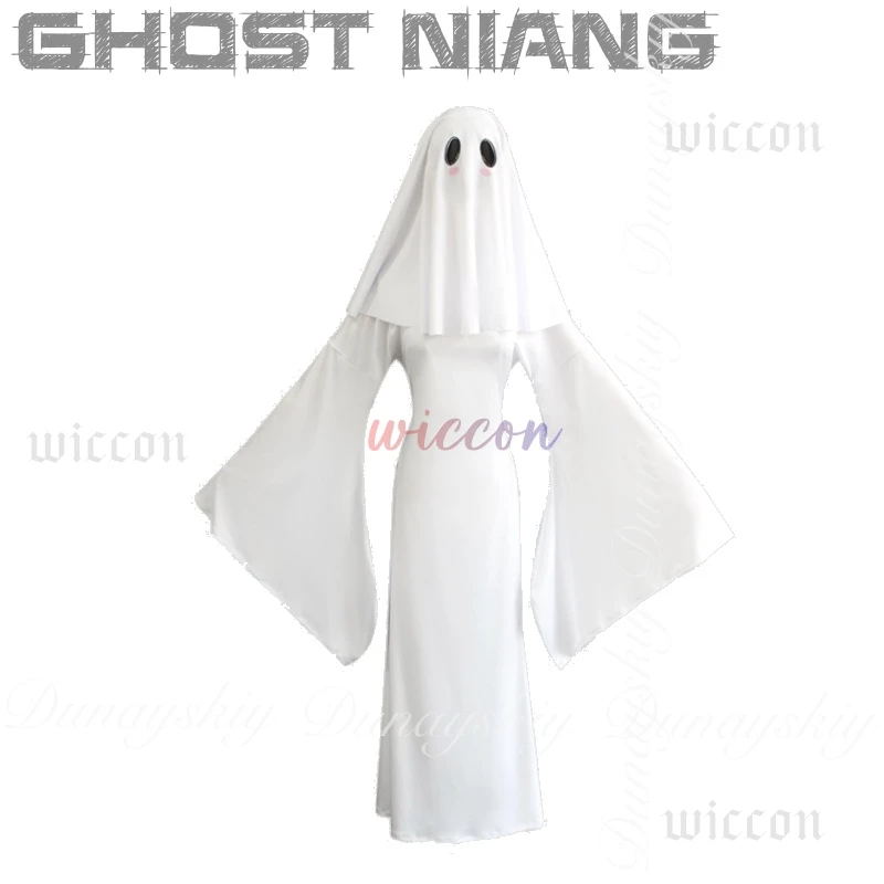 

Halloween Mrs.Apricot Original Character Ghost Niang Cosplay The Same Cute Ghost With A White Color Cosplay Costume Full Of Suit
