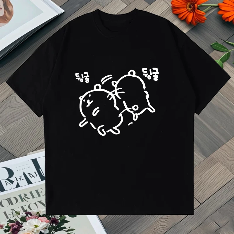 

2025 High Quality Short Sleeve 100% Pure Cotton T-Shirts Cute Cartoon Graphic Print O-Neck Men Women Loose Tee shirt Unisex Tops