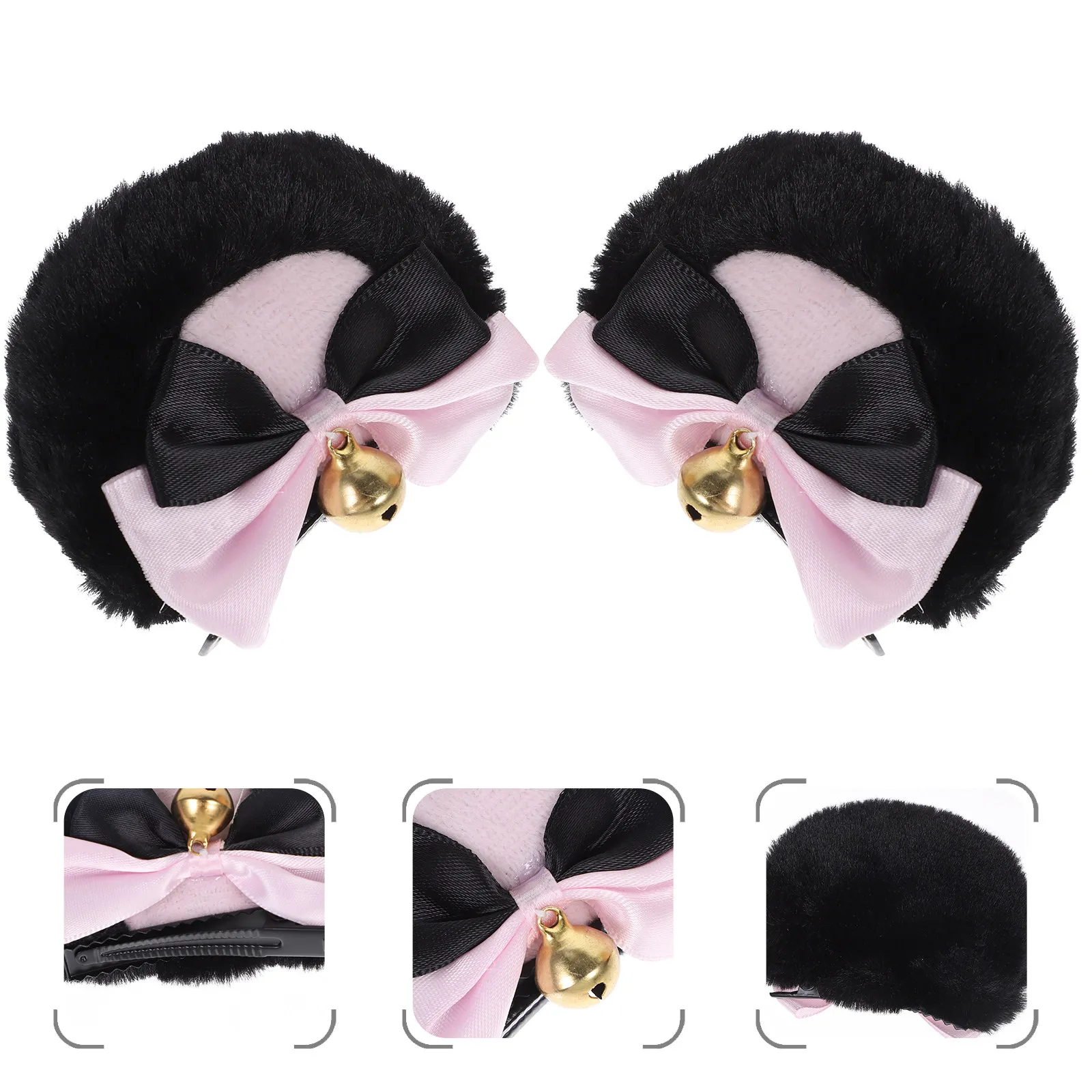 

1 Pair Bear Ears Hair Clips Bow Decor Cute Clip on Ears Hair Accessories for Girls Teens Women Party Cosplay