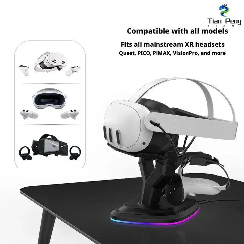 RGB Lighting 15W Charging Dock Stable Anti Shake Stand For PICO Q3 Q3S VR Headset Placement Support