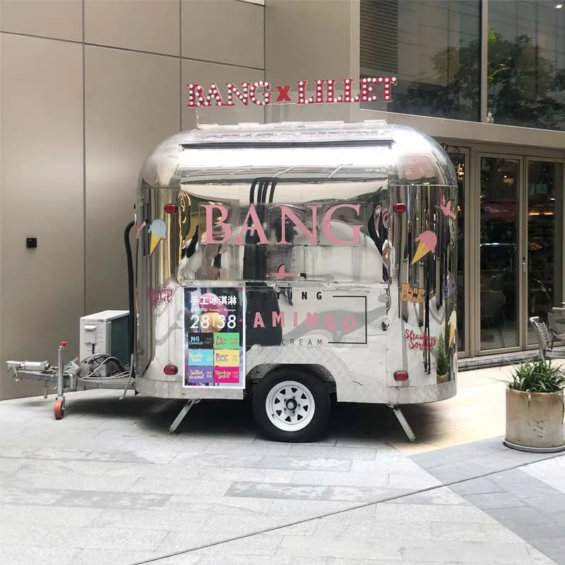 Custom Design Stainless Steel Mobile Ice Cream Mini Food Truck for Hot Dog Cart Sale