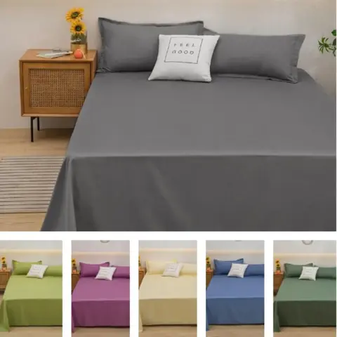 1 pc Bed Flat Sheet for Double Bed Plain Solid Color Top Sheets Single/Queen/King Flat Bedsheets Soft Home Bed Linen Sheets
