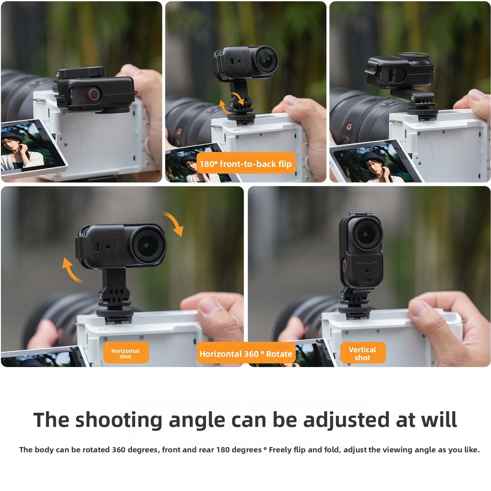 Sunnylife OSMO NANO 360 °   Support d'adaptateur à pression horizontale et verticale, botte froide rotative et réglable, accessoires de protection