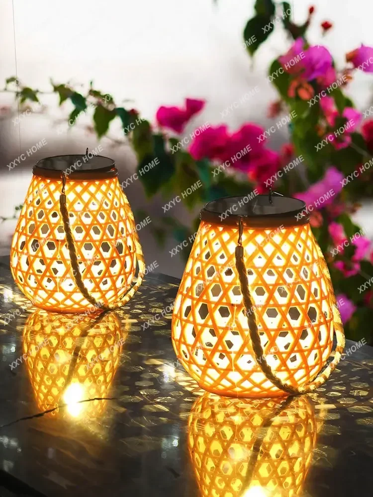 Solar Garden Chandelier Outdoor Waterproof Pavilion Hanging Lamp Balcony Portable Decoration Garden Atmosphere Floor Lamp