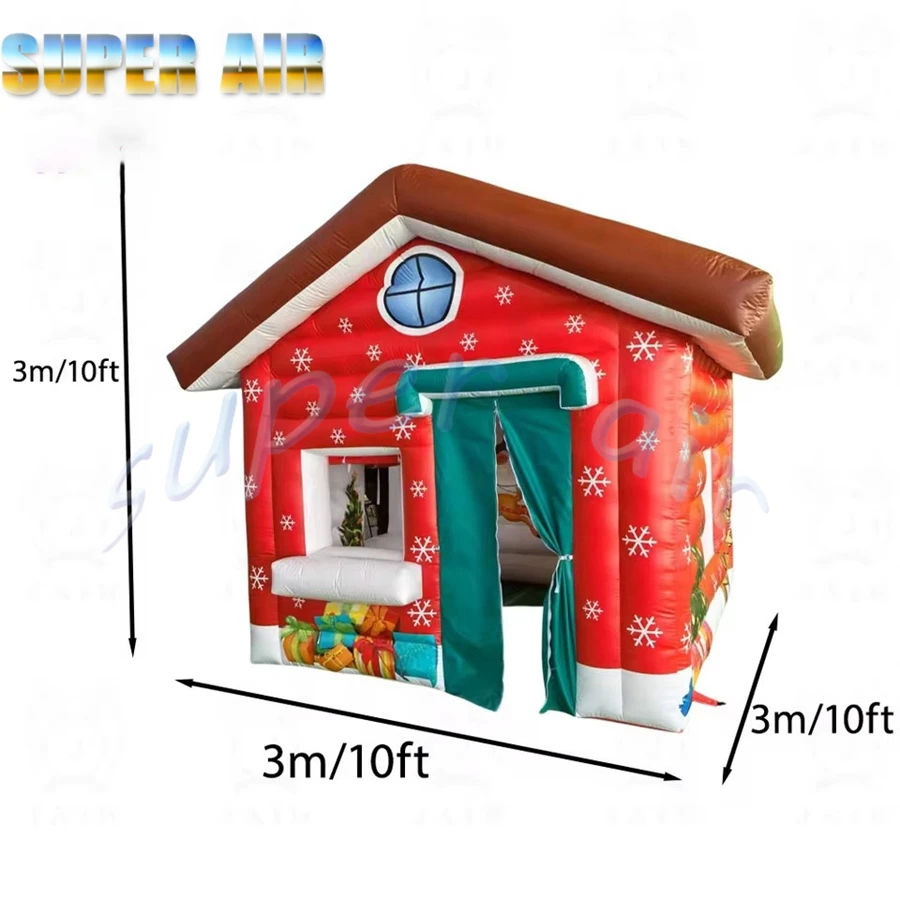Decoración de celebración navideña, tienda cuadrada inflable, hermosa casa navideña inflable para fiesta