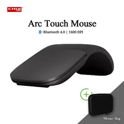 CHUYI-ratón inalámbrico plegable con Bluetooth 4,0, Mouse ergonómico portátil ultrafino con arco mate silencioso para superficie de libro, portátil y PC