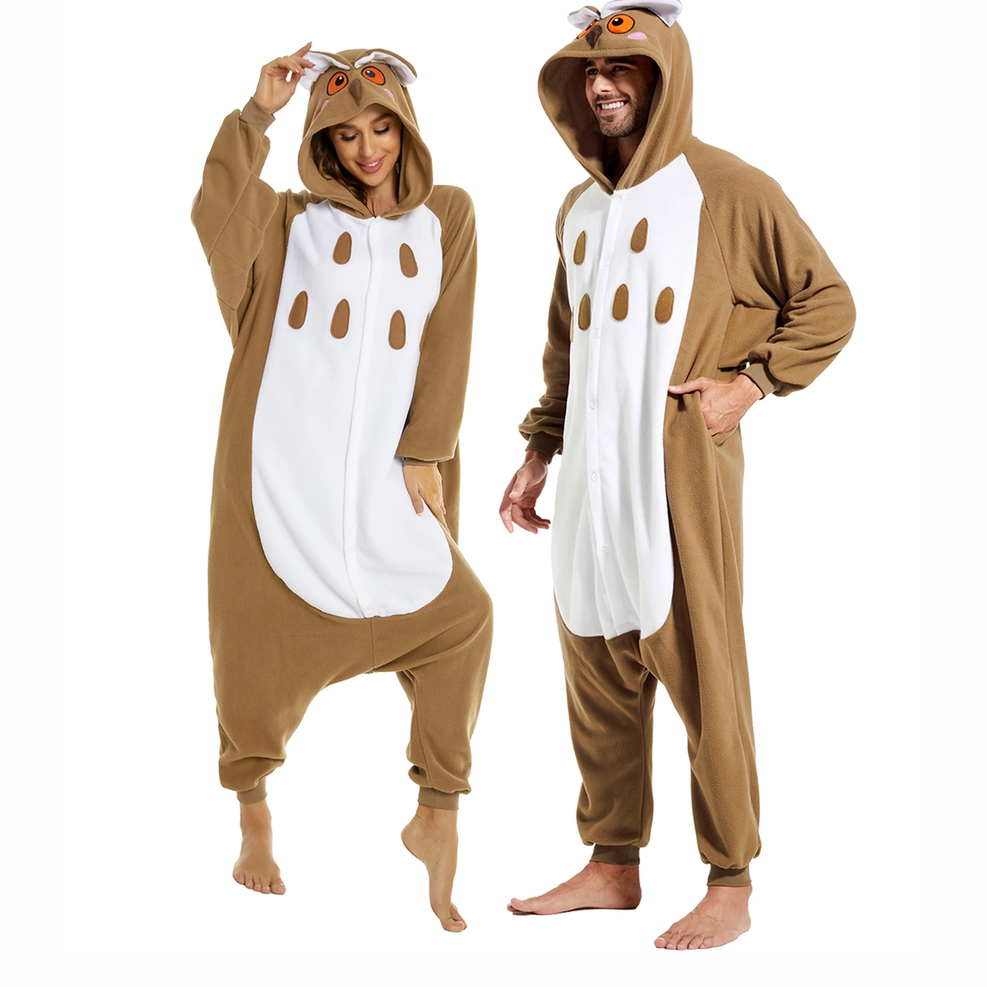 

Owl Onesie Adult Women and Man Fantastic Halloween Animal Cosplay Costumes Jumpsuit Winter Soft Hooded One-piece Sleepwears