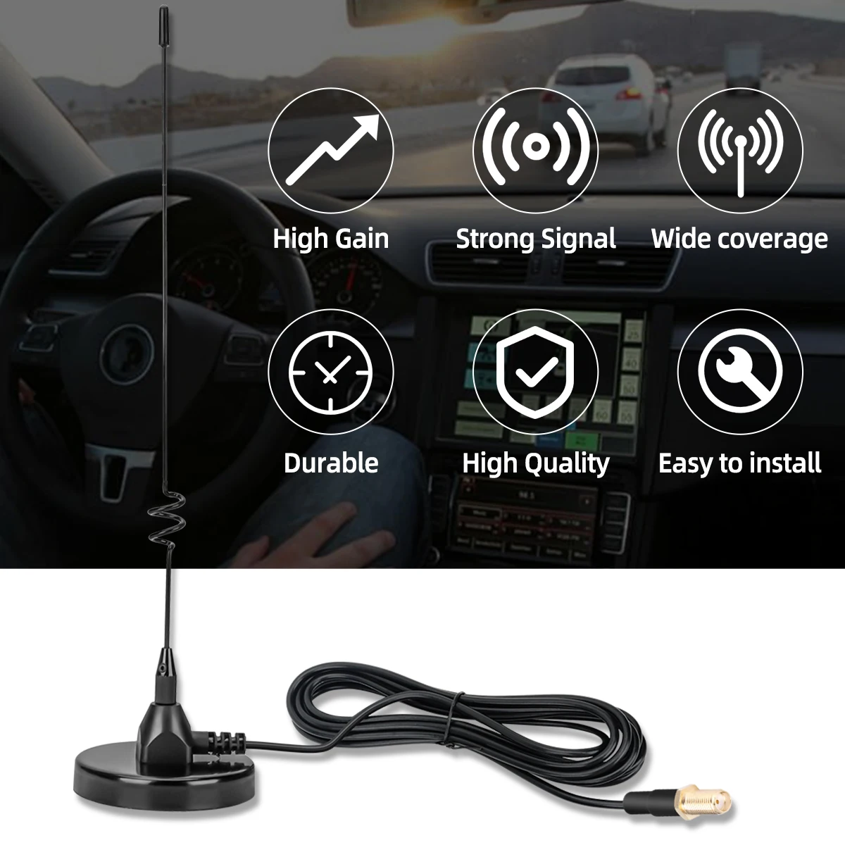 Antena ABBREE AD-109 magnética VHF UHF SMA-hembra para Baofeng - imagen 2