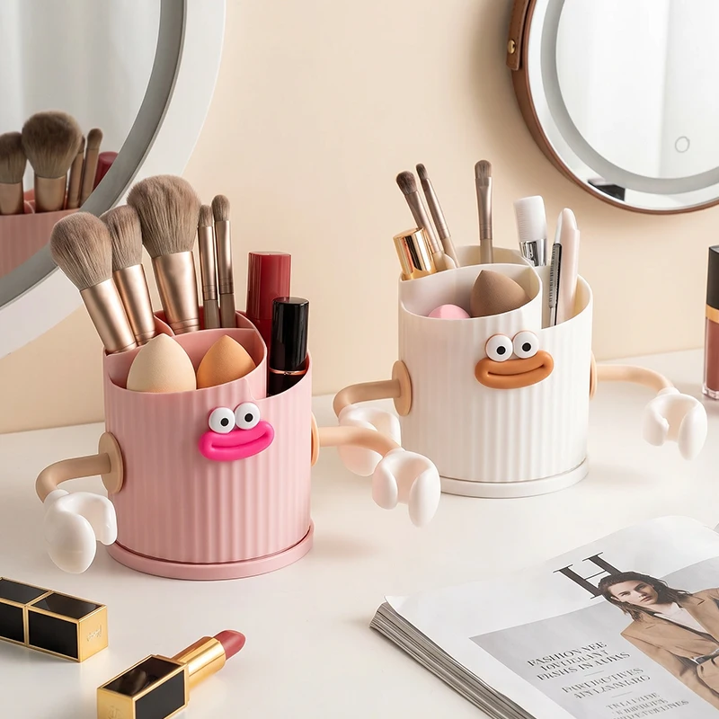 New 360-Degree Rotating Cartoon Pen Holder, Rotating Storage Rack, Cosmetics Storage Box, Multifunctional Desktop Organizer, Suitable for Office, Bedroom, Study, and Dressing Table Storage, Home Storage, Holiday Storage