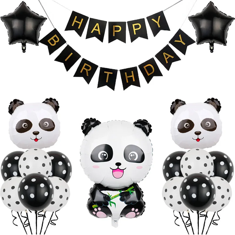 New Panda Birthday Party Decorations Kids Cartoon Theme Disposable Tableware Cup Plate Panda Balloon Baby Shower Party Supplies