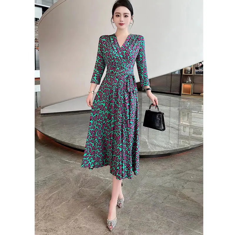 Fashionable and elegant printed design dress with exclusive style, noble and slimming women's clothing, high-qualit #153 B2-33