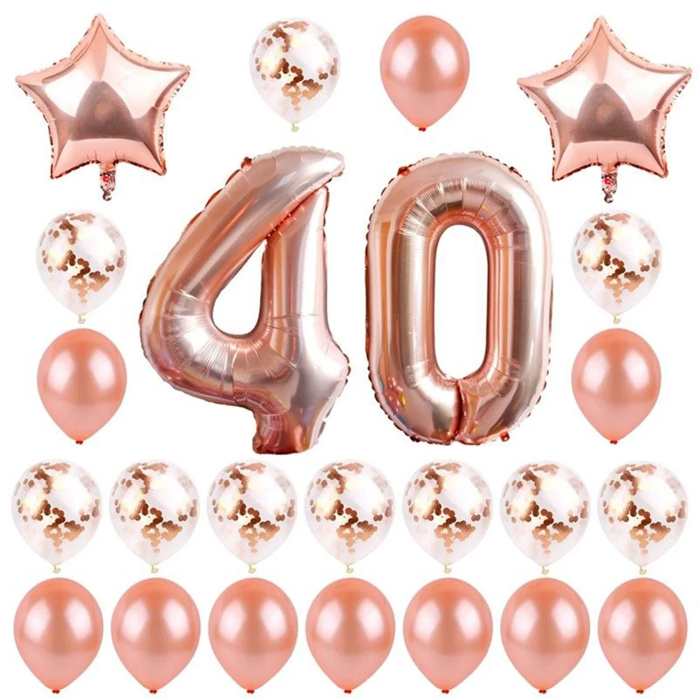 

24Pcs Birthday Party Balloons Decorative Set with 40 Numbers Stars for Classroom Baby Shower Living Room Festive Decoration