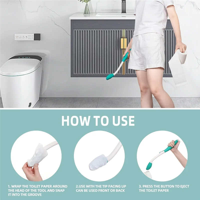 ABMK 2Pcs Toilet Aids For Wiping-15.7In Long Reach Comfort Butt Wiper Tools - For Disabled,Elderly,Pregnant,Overweight People