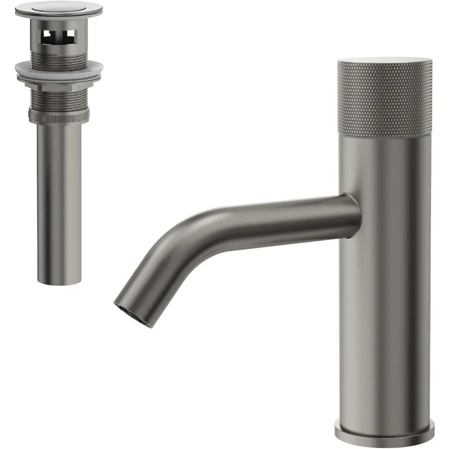 

Brushed Nickel Single Handle Bathroom Faucet Deck-Mount Basin Faucet Vessel Sink Tap with Supply Lines