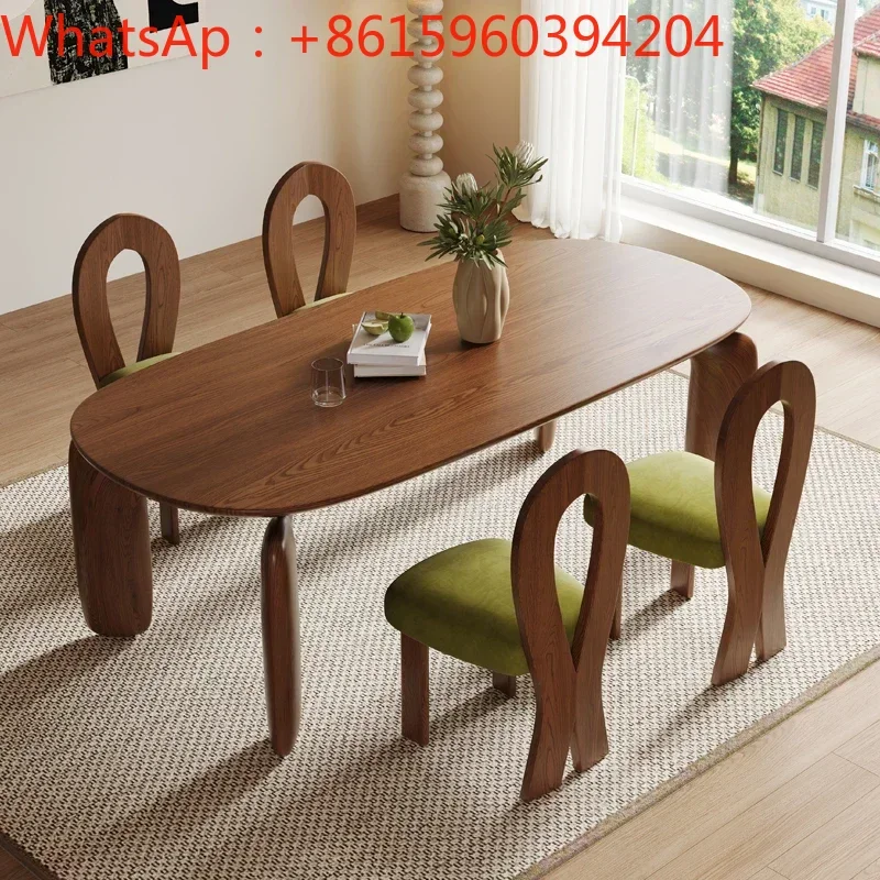 French simple all-solid wood dining table rectangular ash wood household small dining table desk desk