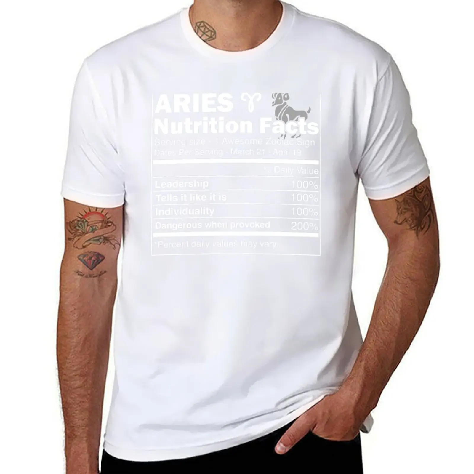 Aries Nutrition Facts Aries Horoscope Zodiac T-Shirt man graphic t shirt man t shirt cotton T-Shirt