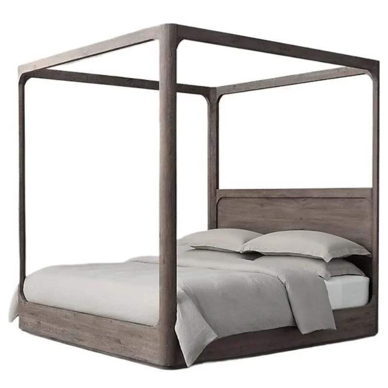 

Американская сельская ретро-кровать, итальянская современная легкая роскошная мебель из массива дерева