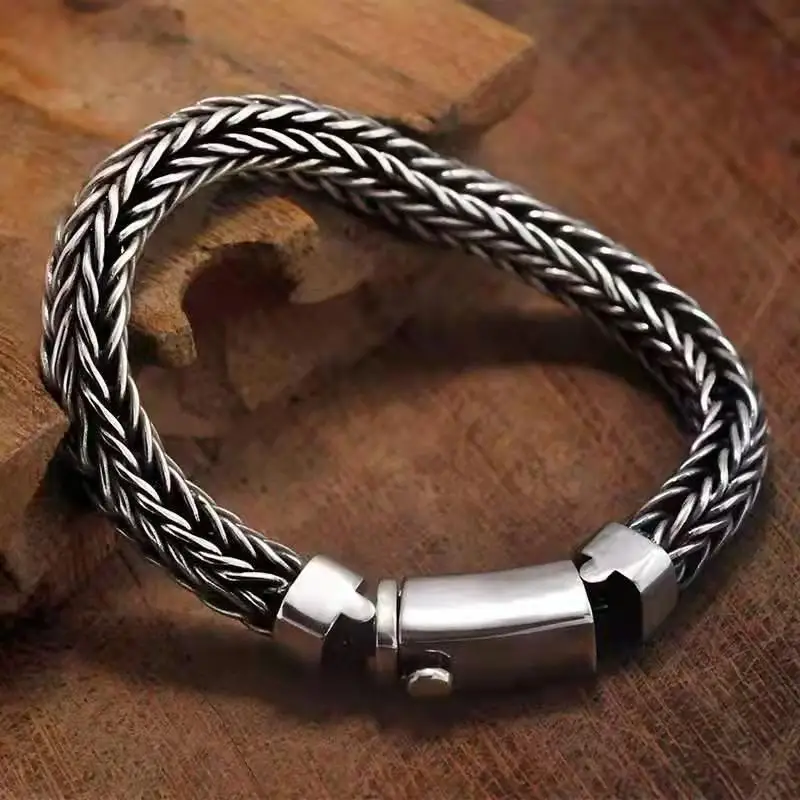 The New National Tide Hand-woven Bracelet Retro Domineering Thick Men\'s Personality Keel Fashion Bracelets Accessories