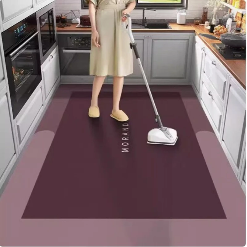 Modern Minimalist Style PVC Leather Kitchen Rug Home Decoration Carpet Waterproof Oil-proof Stain-resistant Easy Clean Floor Mat