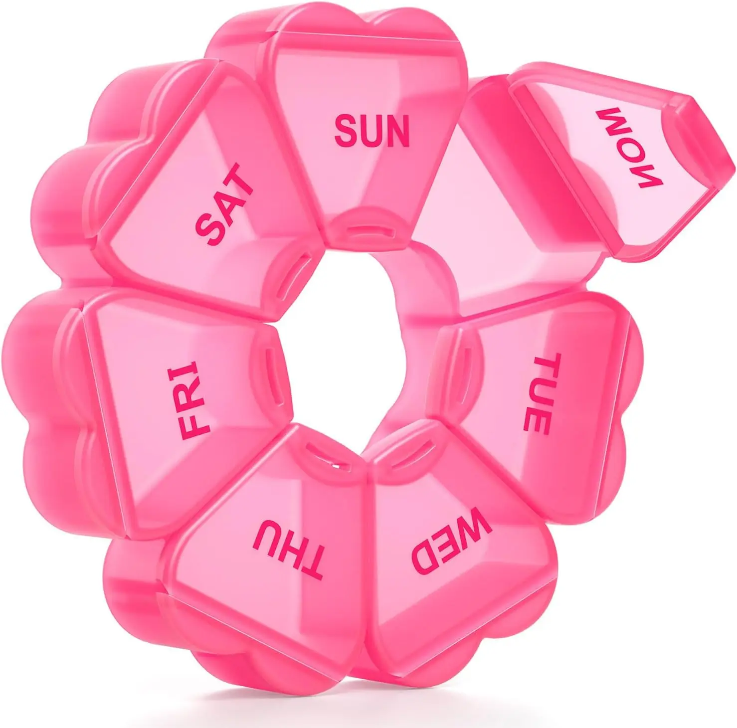 Large Weekly Pill Organizer 7 Day, Daily Vitamin Case, 7 Compartments Medicine Box for Fish Oil Supplements, Red