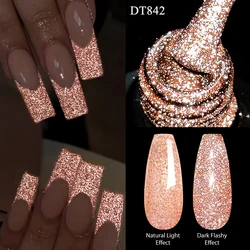 7ml Reflective Glitter Nail Gel Polish Semi Permanent French Style Nail Art UV LED Gel Sparkling Soak Off Manicure Varnish DIY