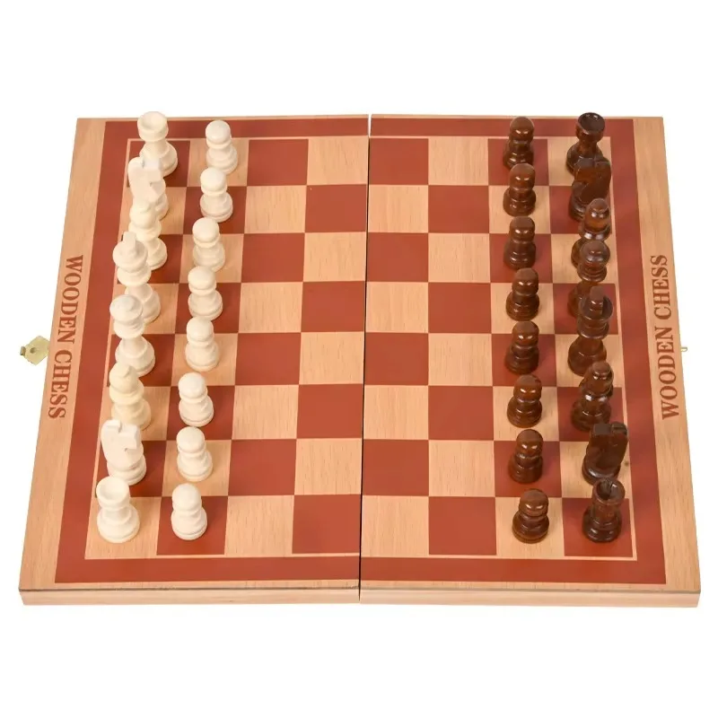 

Custom Exquisite Folding Storage Wooden Chessboard Set Classic Montessori Learning Adult Children's Education Gifts