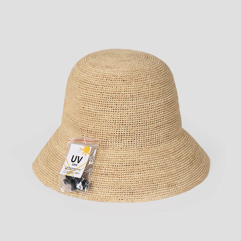 Summer Hat Raffia Women Sun Protection Beach Accessory Panama Big Brim String Cap For Holiday Outdoor