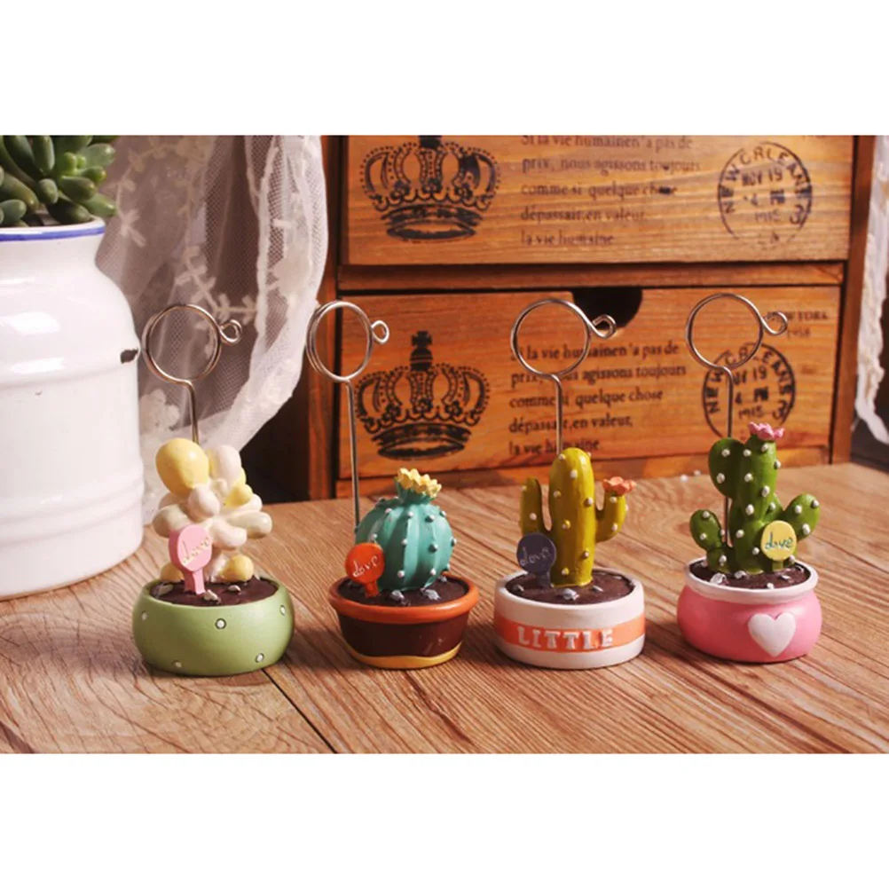 

Succulent Plants Microlandschaft Memo Clips Cactus Pink Base Desktop Note Holder Photo Clip Stand for Office Home Decoration