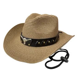Straw Cowboy Womens Hat Fashion Straw Cattleman Crease Western Cowboy Hats Shapeable Wide Brim Sunhat for Women and Men